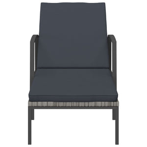 Sonnenliege mit Auflage Poly Rattan Grau