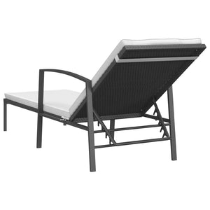 Sonnenliegen 2 Stk. mit Tisch Poly Rattan Schwarz