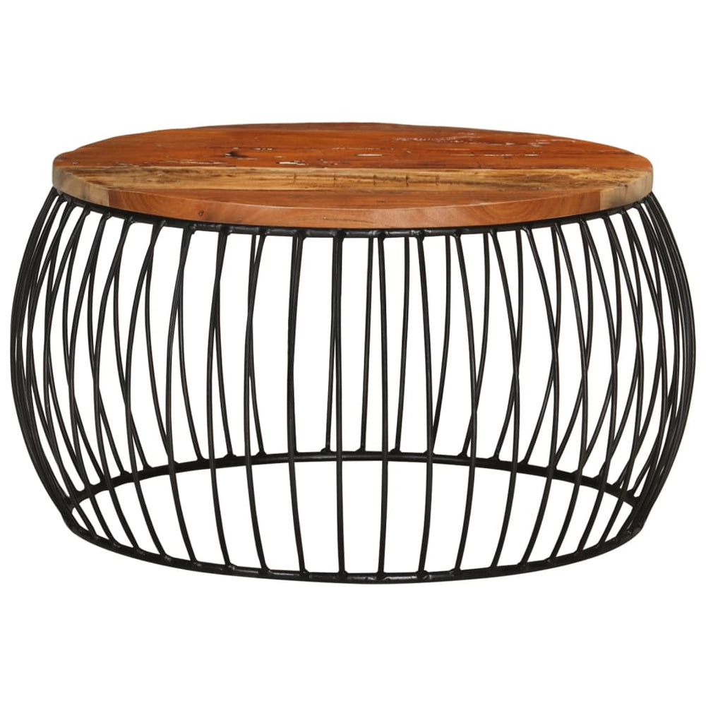 vidaXL Table basse Ø68 cm en bois de récupération massif