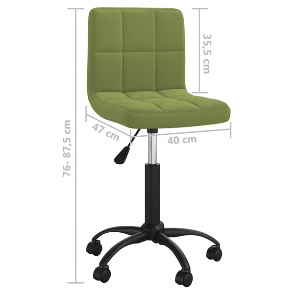 vidaXL Chaise de salle à manger pivotante Vert clair Velours