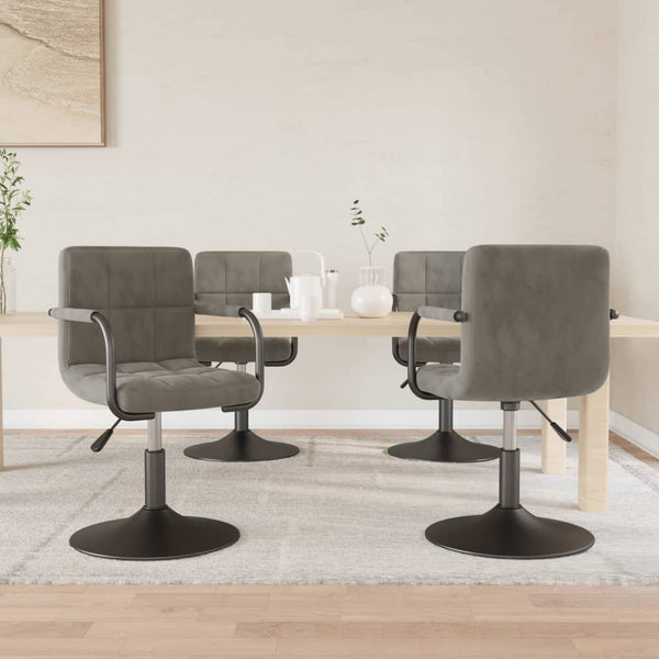 vidaXL Chaises de salle à manger 4 pcs pivotantes velours gris clair