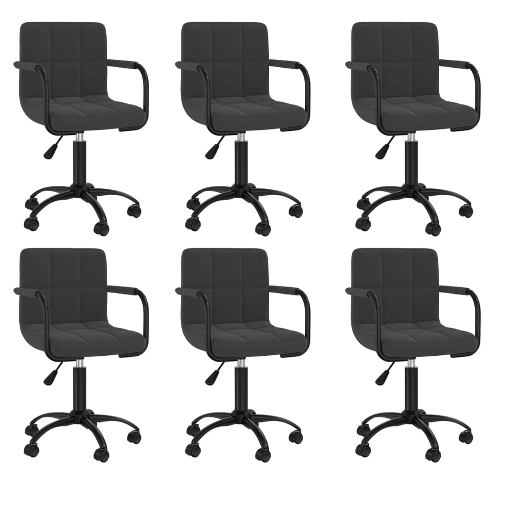 vidaXL Chaises de salle à manger pivotantes 6 pcs Velours noir