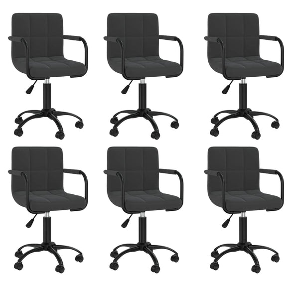 vidaXL Chaises de salle à manger pivotantes 6 pcs Velours noir