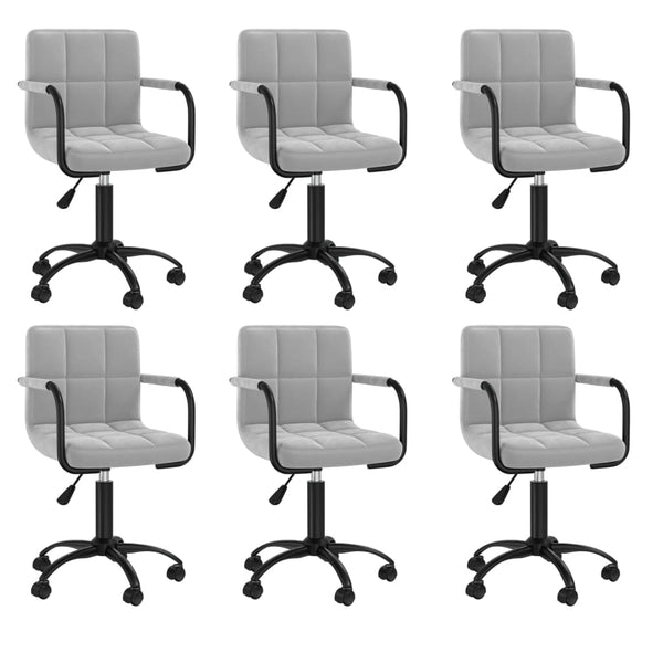 vidaXL Dining Chairs 6 pcs Swivel Light Gray Velvet