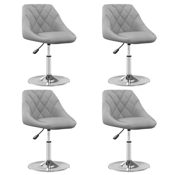 vidaXL Dining Chairs 4 pcs Swivel Light Grey Velvet