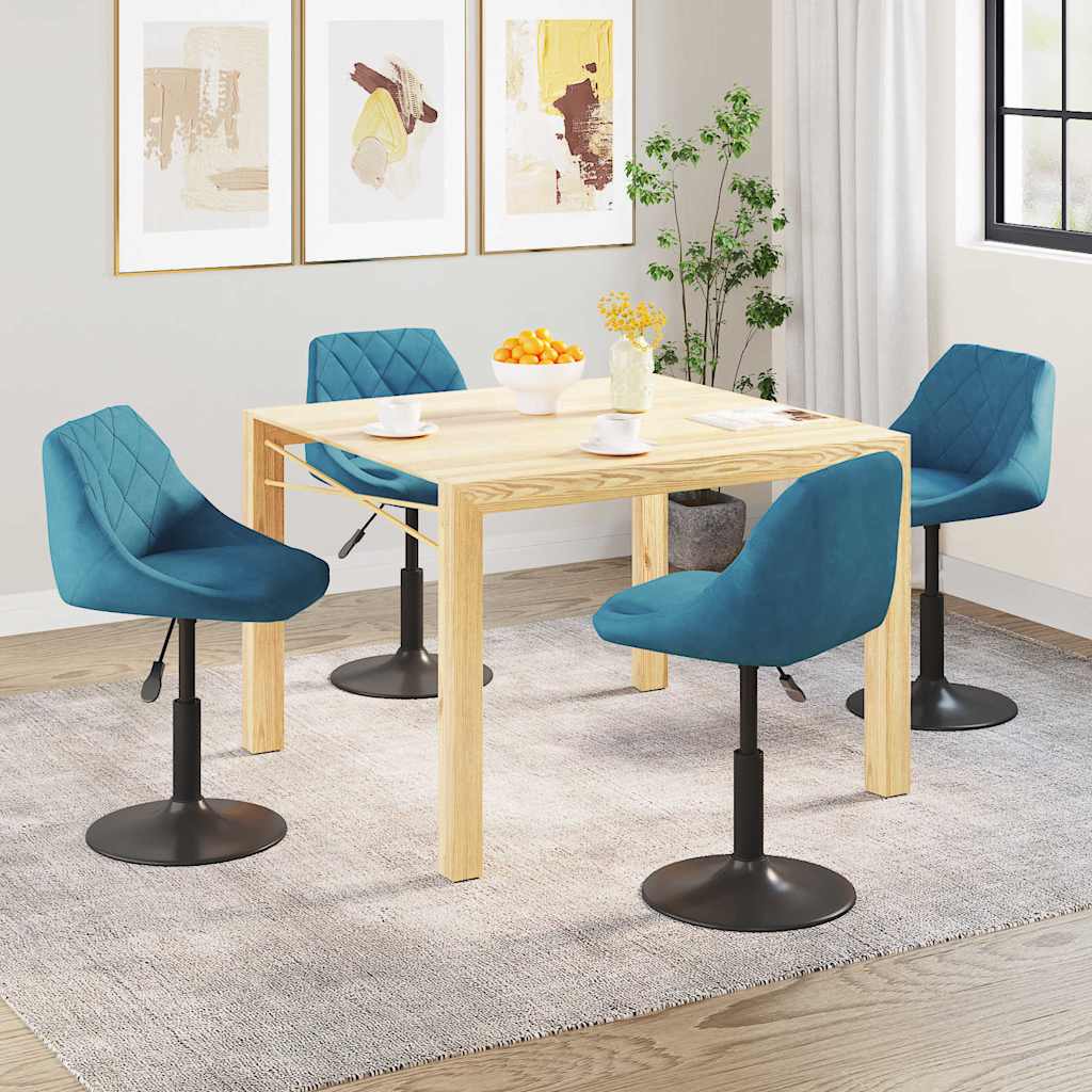Esszimmerstühle 4 Stk. Drehbar Blau Samt