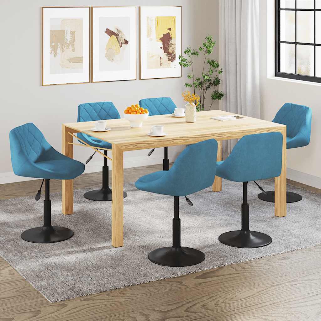 Esszimmerstühle 6 Stk. Drehbar Blau Samt