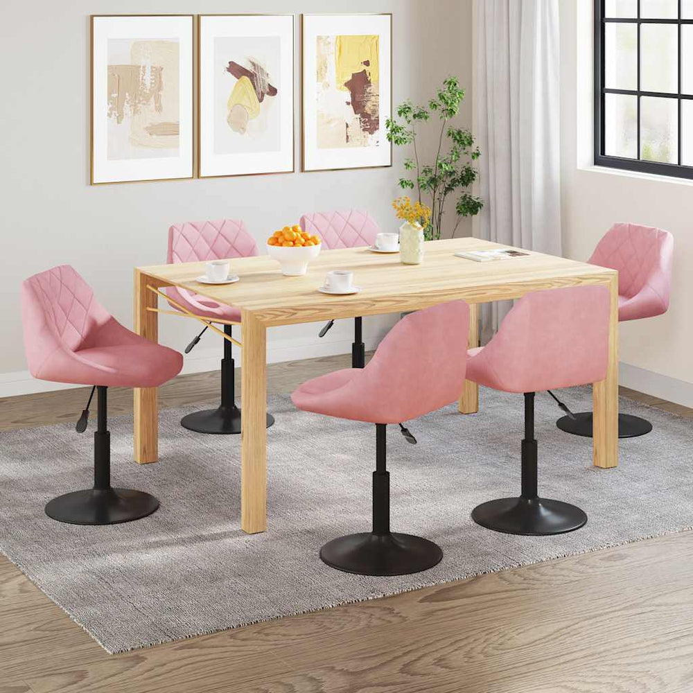 Esszimmerstühle 6 Stk. Drehbar Rosa Samt