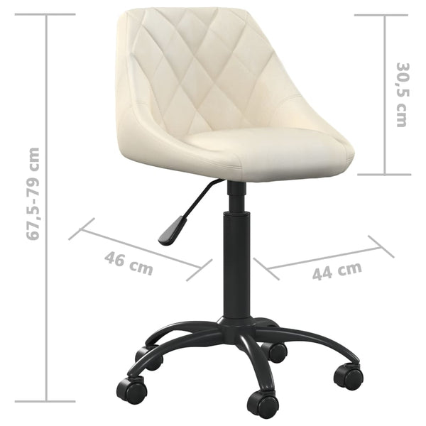 vidaXL Chaise de bureau Crème Velours