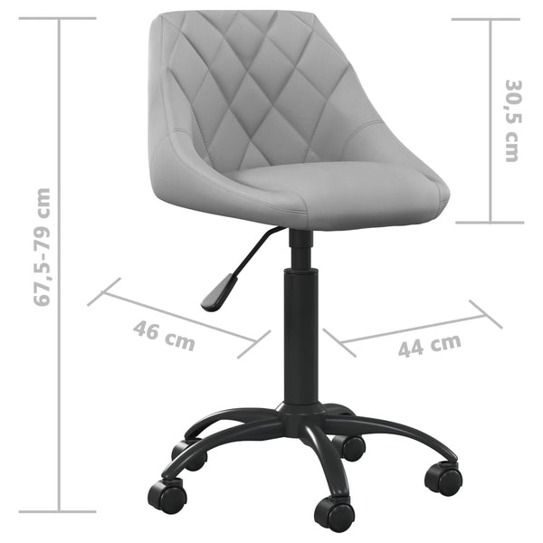vidaXL Chaise de bureau gris clair en velours