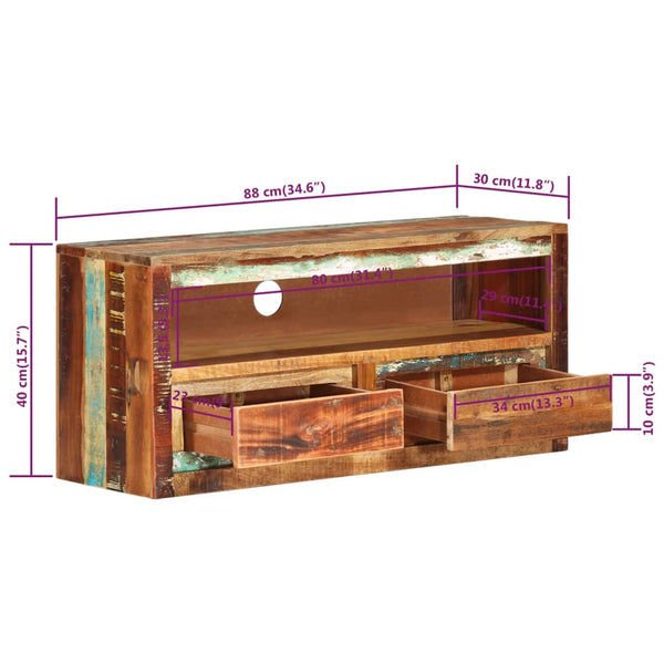 TV-Schrank Altholz Massiv 88 cm