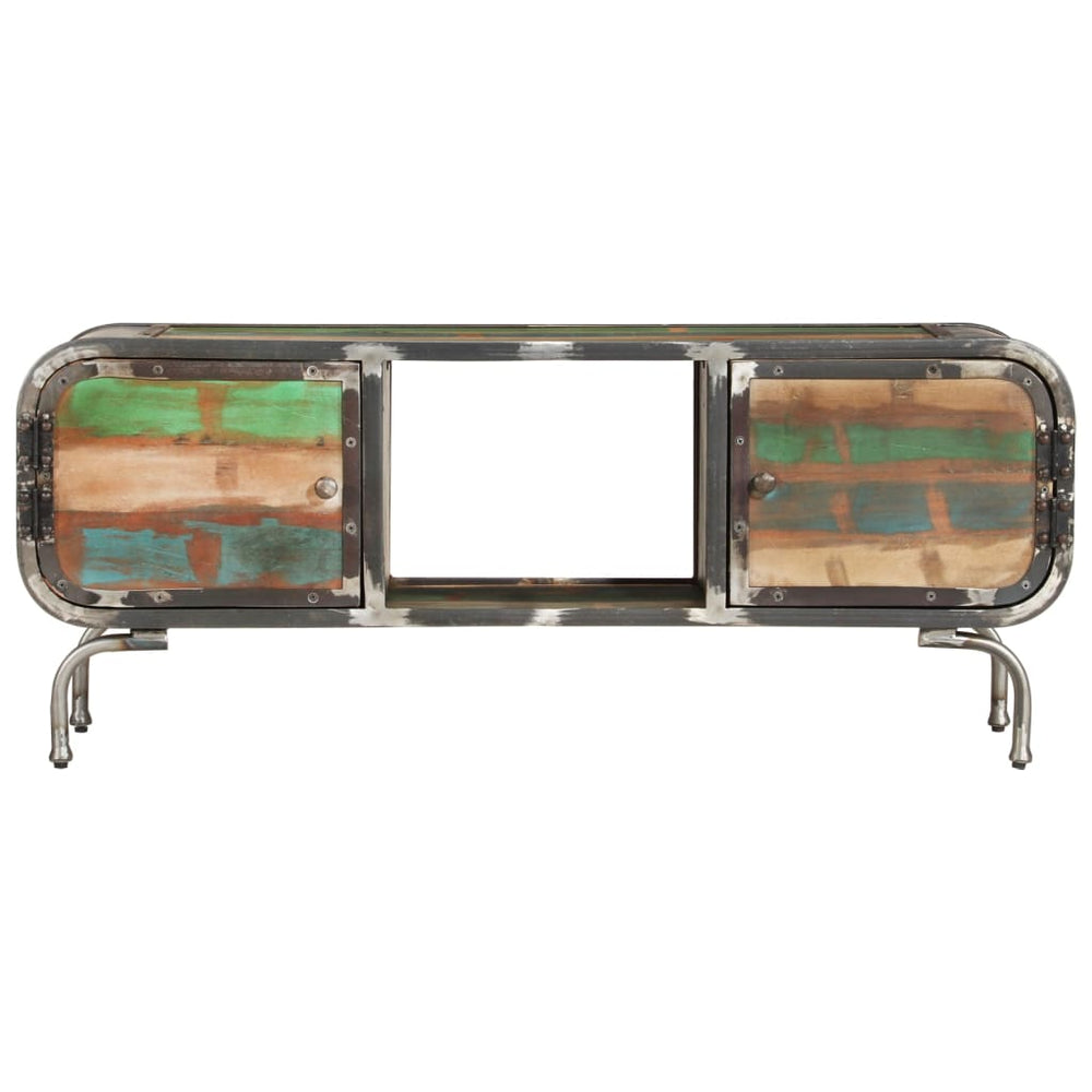 vidaXL Meuble TV multicolore 110x30x42 cm en bois de récupération massif
