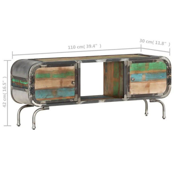 TV-Schrank Mehrfarbig Altholz Massiv 110 cm
