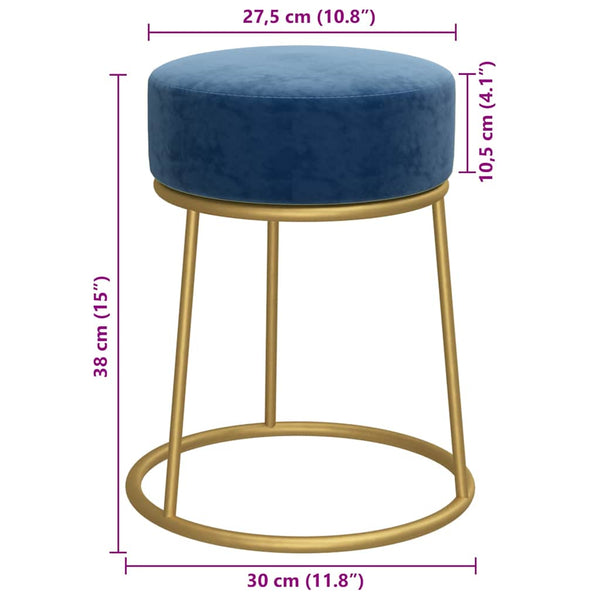 Blauer Samt Hocker Rund