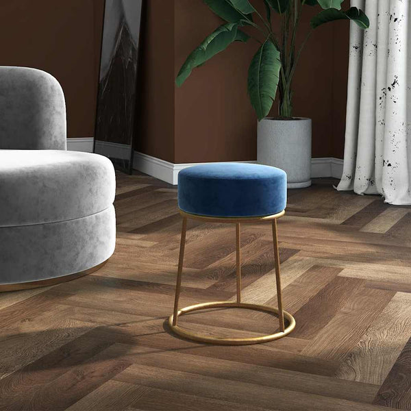 Blauer Samt Hocker Rund