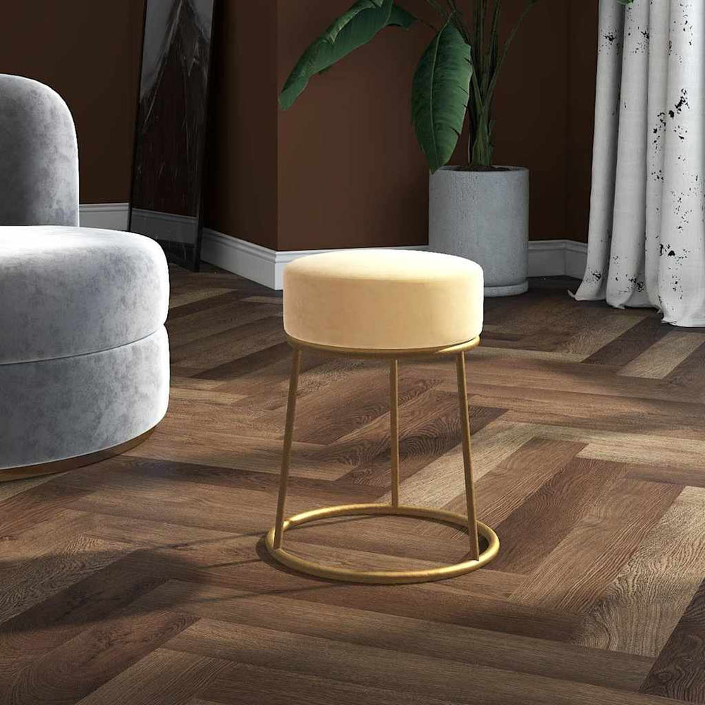 Runder Samt Hocker Aprikose