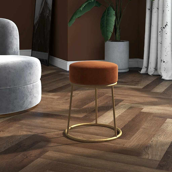 Runder Hocker Braun Samt