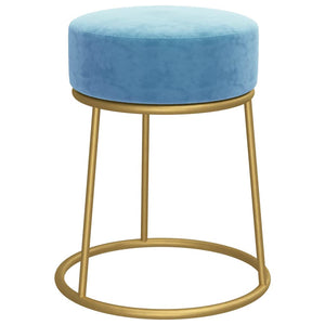 Hellblauer Samt Hocker Rund