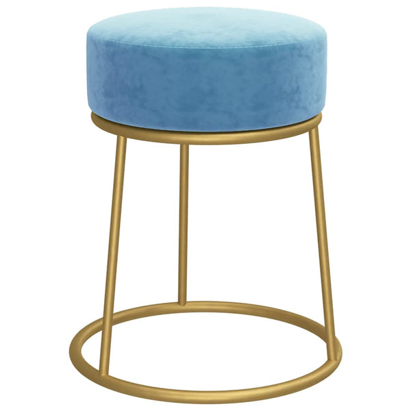 Hellblauer Samt Hocker Rund