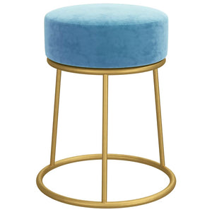 Hellblauer Samt Hocker Rund