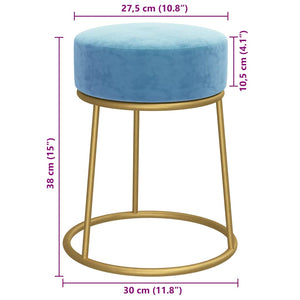 Hellblauer Samt Hocker Rund
