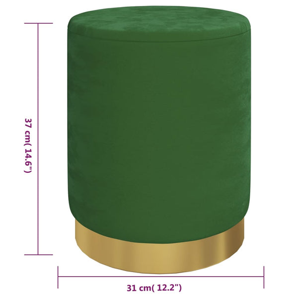 Grüner Samt Aufbewahrungshocker Rund 31x37 cm
