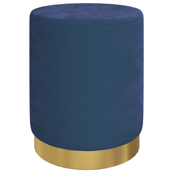 Blauer Samt Aufbewahrungshocker Rund 31x37cm