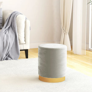 Runder Samt Hocker Hellgrau mit Stauraum