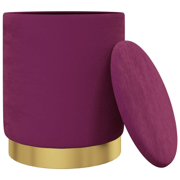 Runder Samt Hocker Violett mit Stauraum