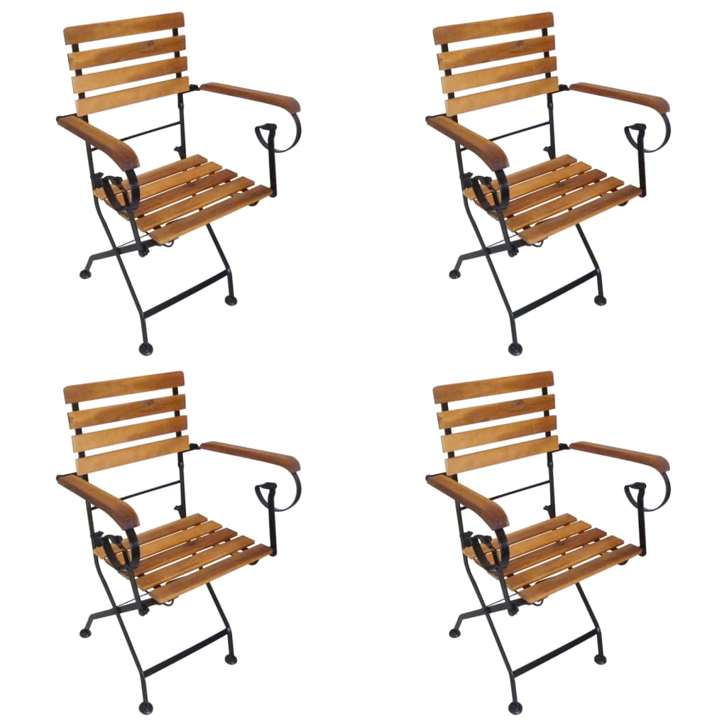 Klappbare Gartenstühle 4 Stk. Stahl und Massivholz Akazie