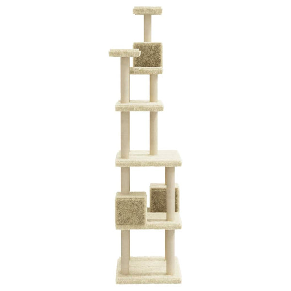 Kratzbaum mit Sisal-Kratzsäulen Creme 188 cm