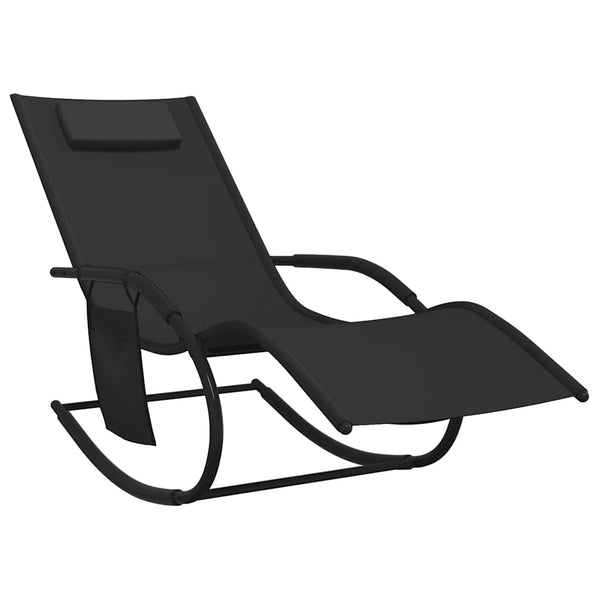vidaXL Chaise longue à bascule noir en acier et textilène