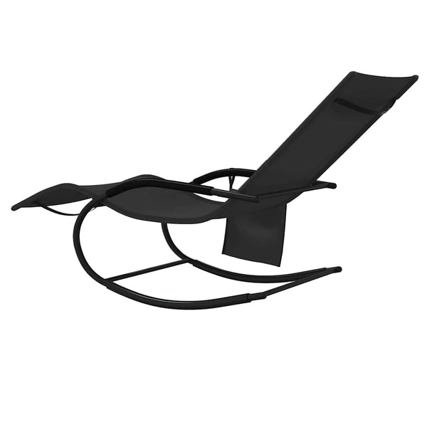 vidaXL Chaise longue à bascule noir en acier et textilène