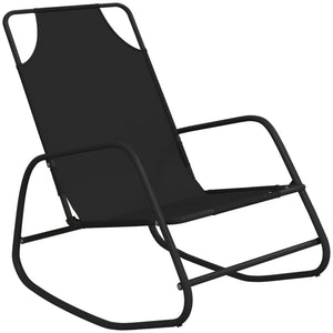 vidaXL Chaise longue à bascule noir en acier et textilène