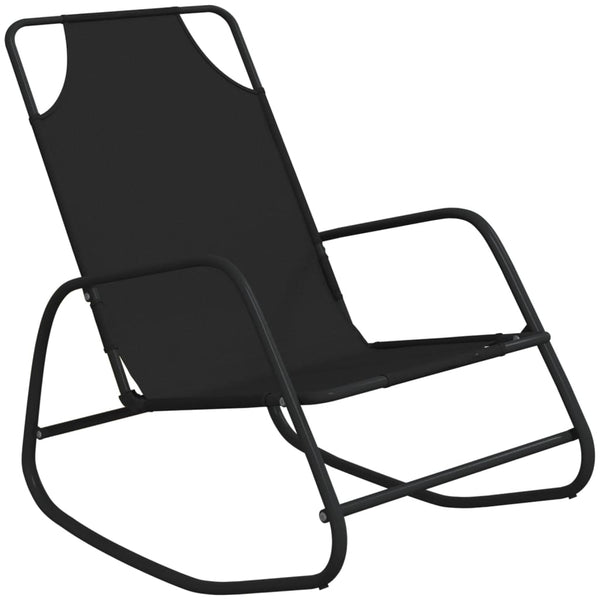 vidaXL Chaise longue à bascule noir en acier et textilène
