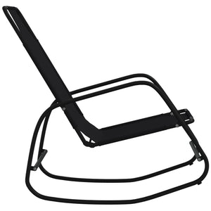 vidaXL Chaise longue à bascule noir en acier et textilène