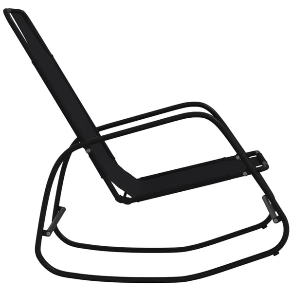 vidaXL Chaise longue à bascule noir en acier et textilène