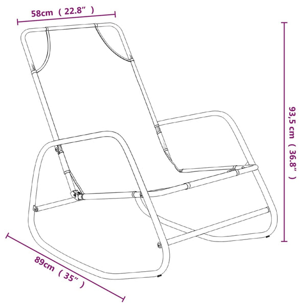vidaXL Chaise longue à bascule noir en acier et textilène