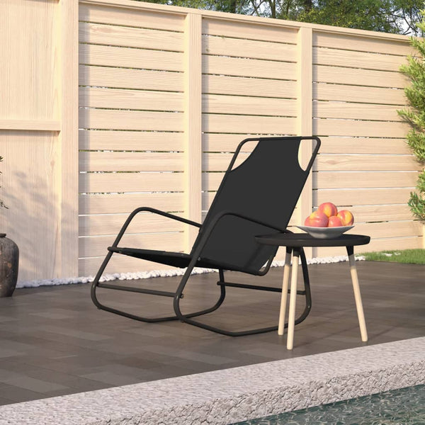 vidaXL Chaise longue à bascule noir en acier et textilène