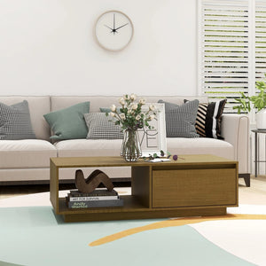 Honigbrauner Couchtisch Kiefer Massivholz 110 cm
