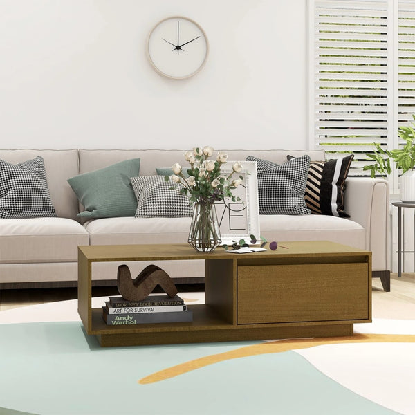 Honigbrauner Couchtisch Kiefer Massivholz 110 cm