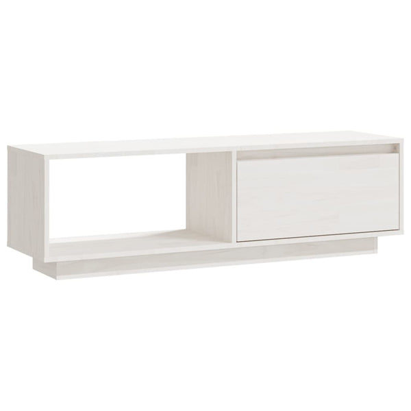 Weißer TV-Schrank Kiefer Massivholz 110 cm