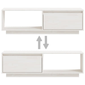 Weißer TV-Schrank Kiefer Massivholz 110 cm