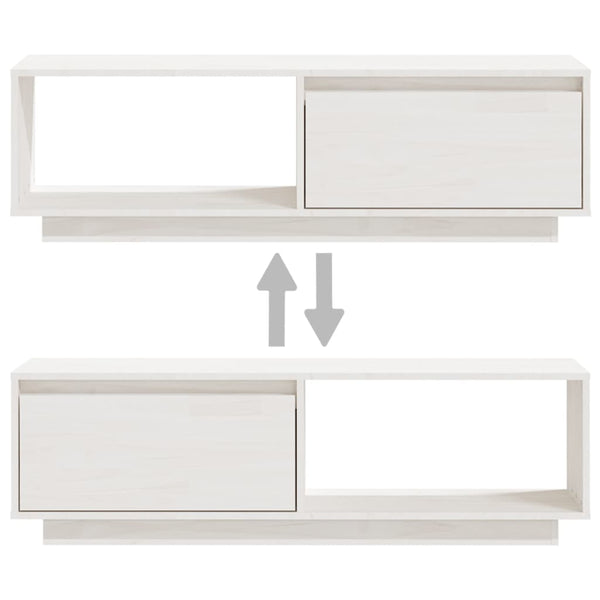 Weißer TV-Schrank Kiefer Massivholz 110 cm