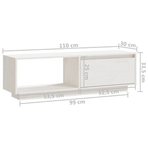 Weißer TV-Schrank Kiefer Massivholz 110 cm