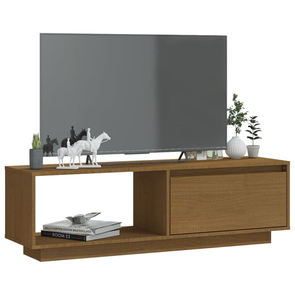 vidaXL Meuble TV marron miel 110x30x33,5 cm Bois de pin massif