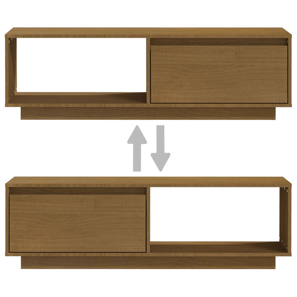 vidaXL Meuble TV marron miel 110x30x33,5 cm Bois de pin massif