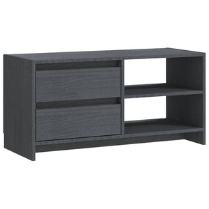 Grauer TV-Schrank Kiefer Massivholz 80 cm