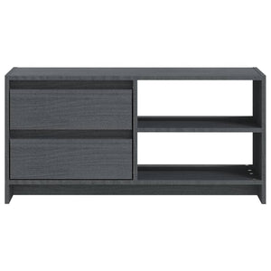 Grauer TV-Schrank Kiefer Massivholz 80 cm