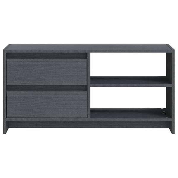 Grauer TV-Schrank Kiefer Massivholz 80 cm